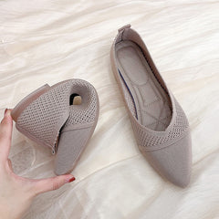 Knit Ballet Flats Women Loafers Breathable Mesh Flat Shoes Toe Boat Shoes