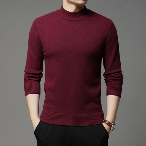 Men Turtleneck Pullover Sweater Fashion Thick and Warm Bottoming Shirt