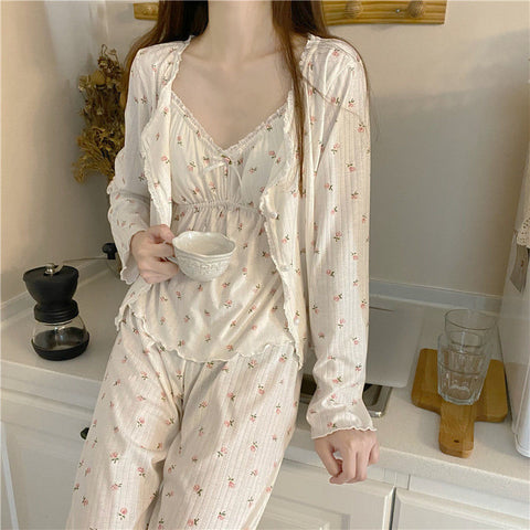 Pajama Sets Women Sexy Nightwear Loose Soft Sleepwear Long Sleeve
