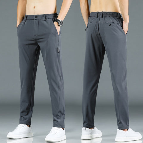 Men Pants Slim Fit Work Elastic Waist Jogger Pant Outdoor Long Trousers
