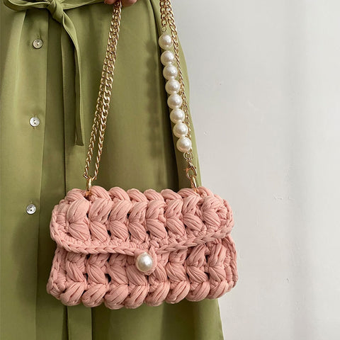 Handmade Crochet Shoulder Bag Designer Crossbody Bags Women Handbags Tote