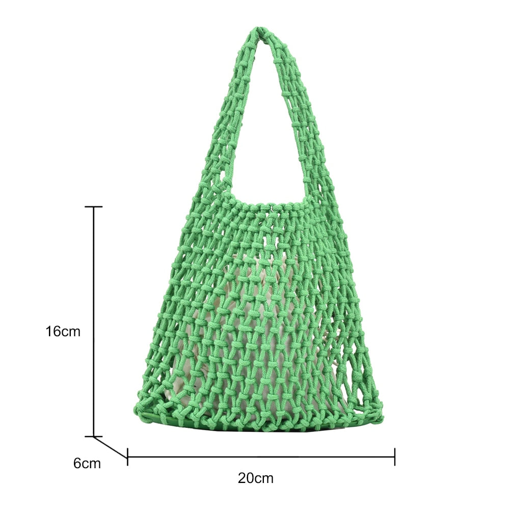 Crochet Handbag Women Hollow Out Hand Woven Totes Bag Hollow Knitting Purses