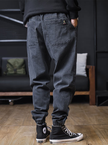 Jeans Men Loose Joggers Jeans Cargo Pants Ankle-Length Denim Trousers