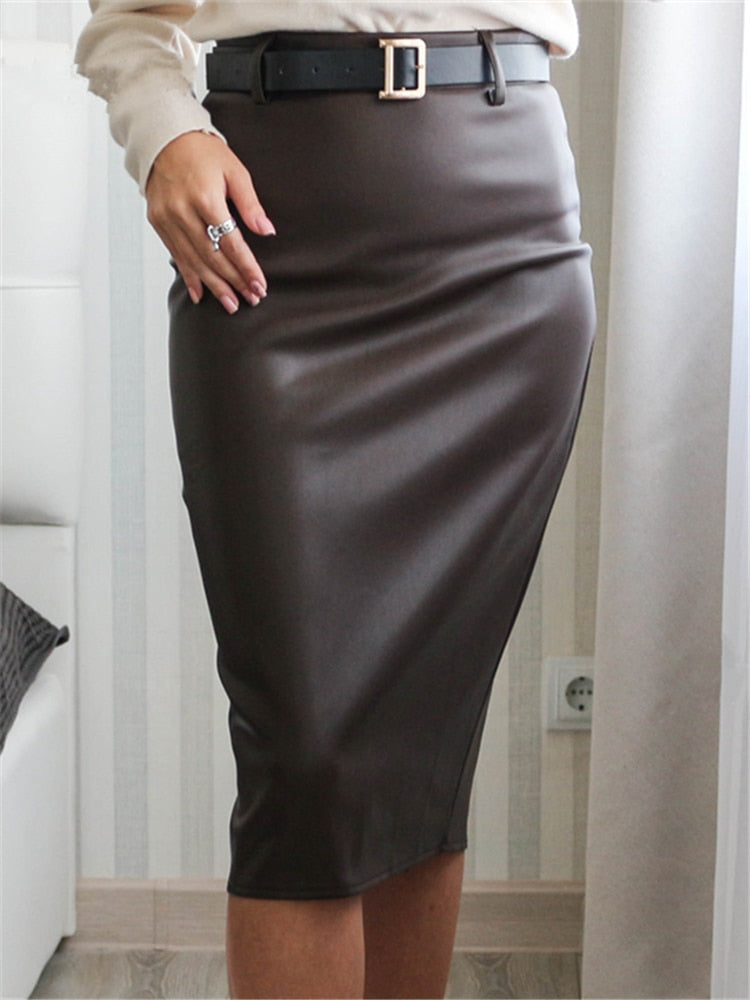 Wrap Midi Skirts with Belted Women High Waist Sheath Pencil Skirts