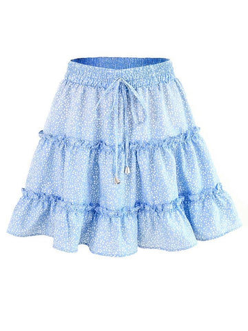 Floral Print Mini Skirt Women Bandage High Waist Frills Short Skirts