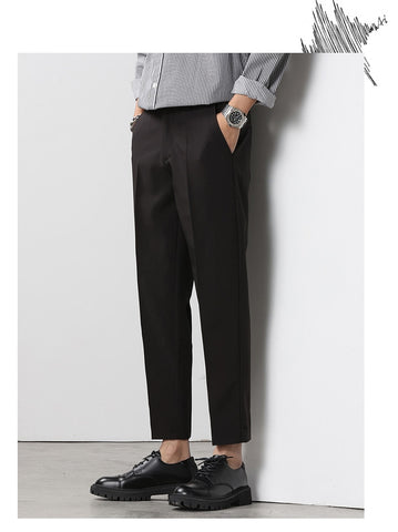 Ankle-Length Pants Men Stretch Business Suit Formal Trousers