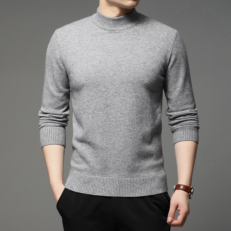 Men Turtleneck Pullover Sweater Fashion Thick and Warm Bottoming Shirt