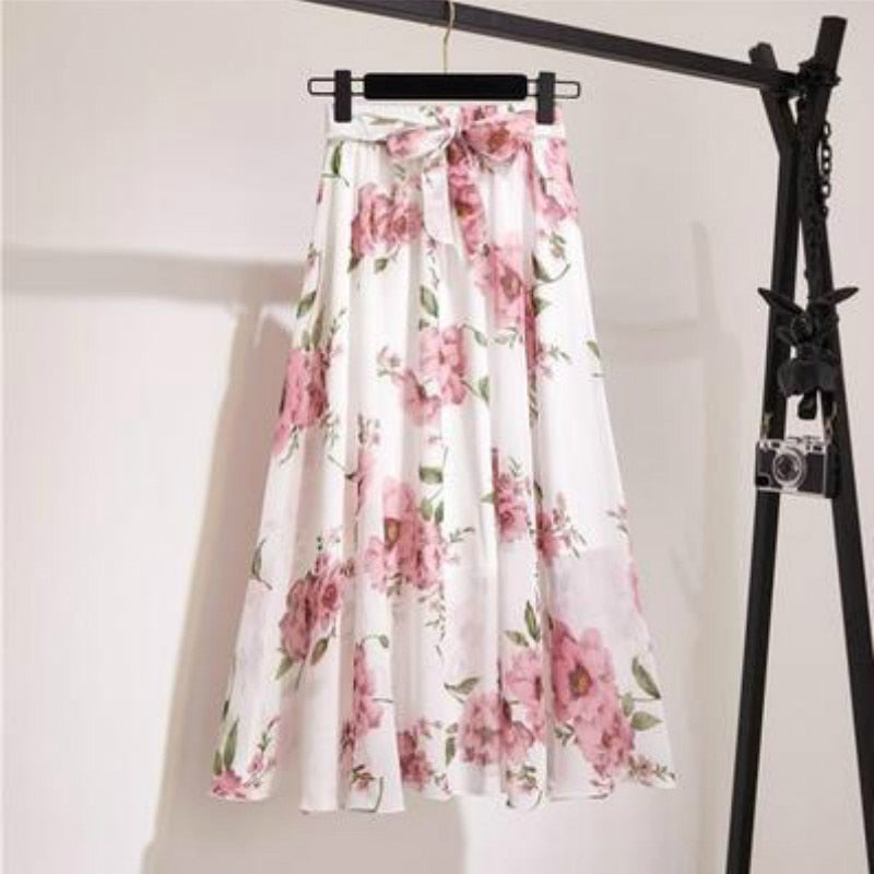 Floral Long Skirt Long High Waist Beach Skirt Womens Clothing