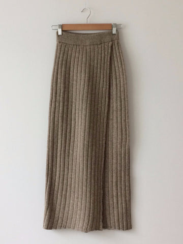 Knitting Chic Straight Split Elegant Vintage Spring Winter Women Long Skirts