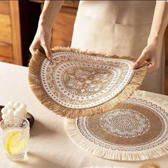 Boho Round Placemat Tassel Place Mat for Table Decors