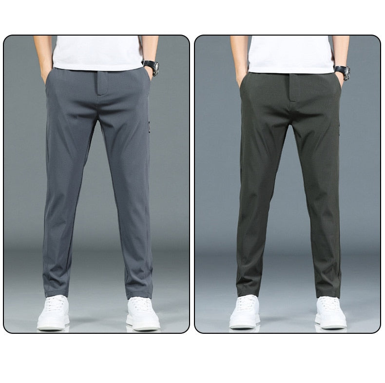 Men Pants Slim Fit Work Elastic Waist Jogger Pant Outdoor Long Trousers