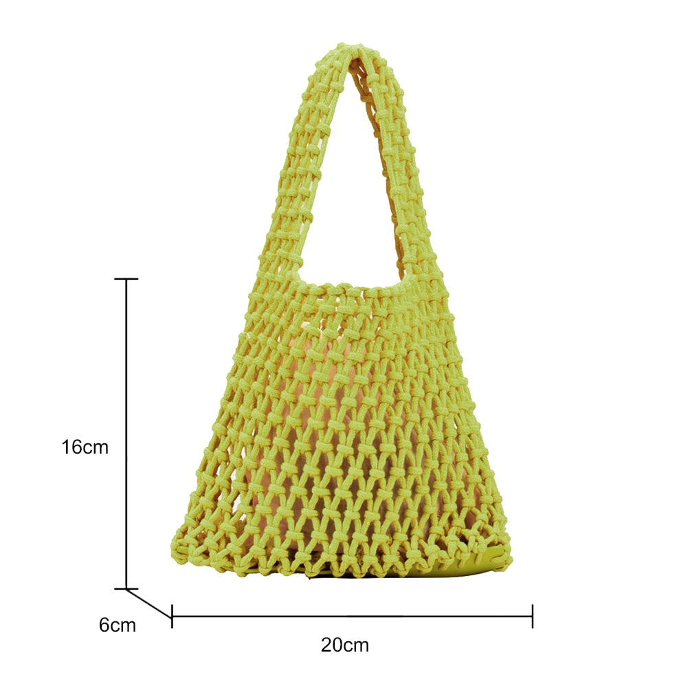 Crochet Handbag Women Hollow Out Hand Woven Totes Bag Hollow Knitting Purses