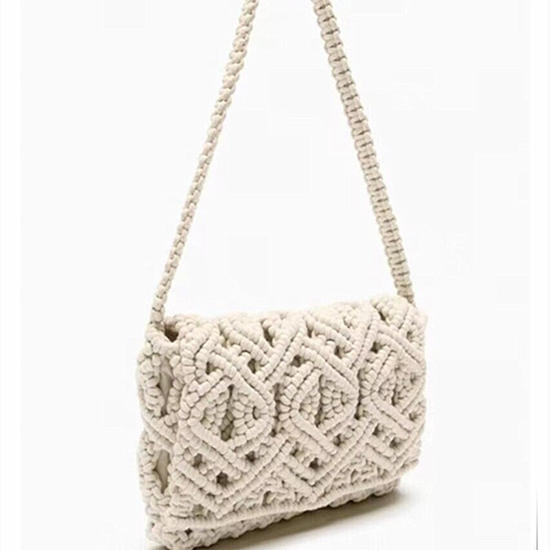 Crochet Women Shoulder Bag Hollow Knitting Handbags Bohemian Woven Tote