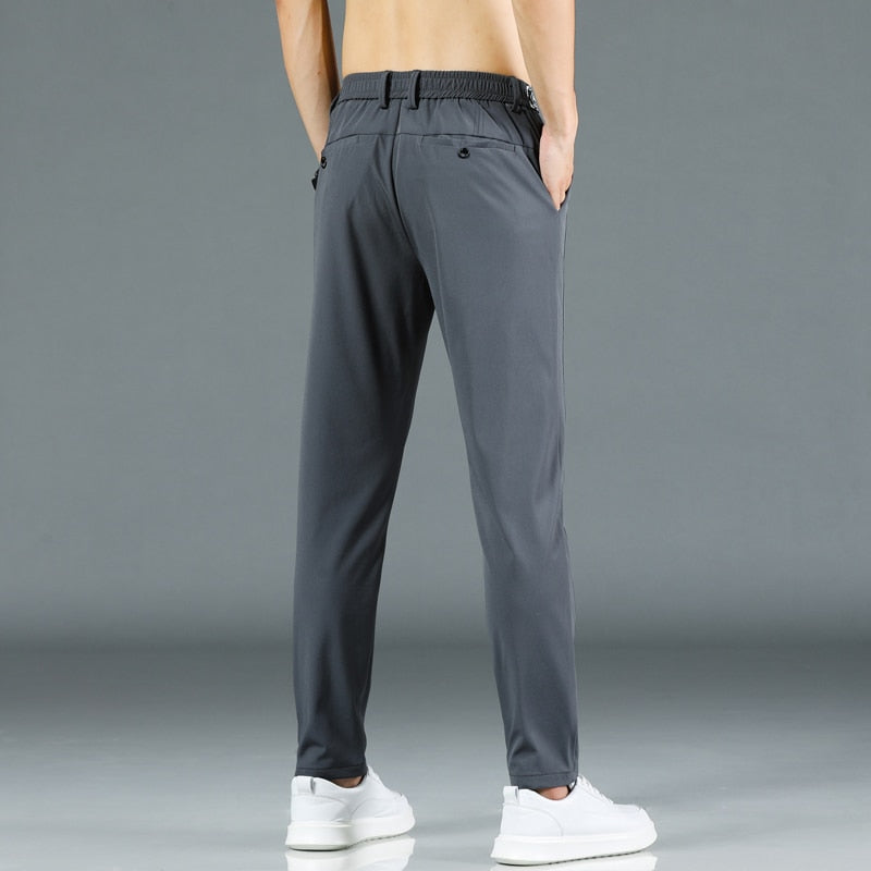 Men Pants Slim Fit Work Elastic Waist Jogger Pant Outdoor Long Trousers