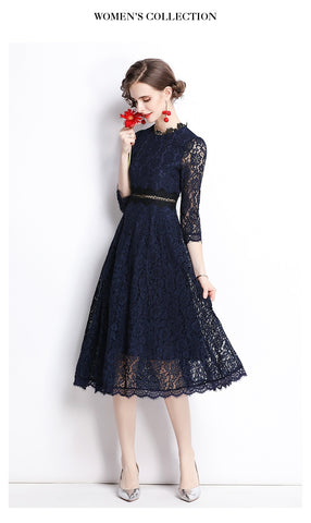 New lace embroidery dress a-line skirt