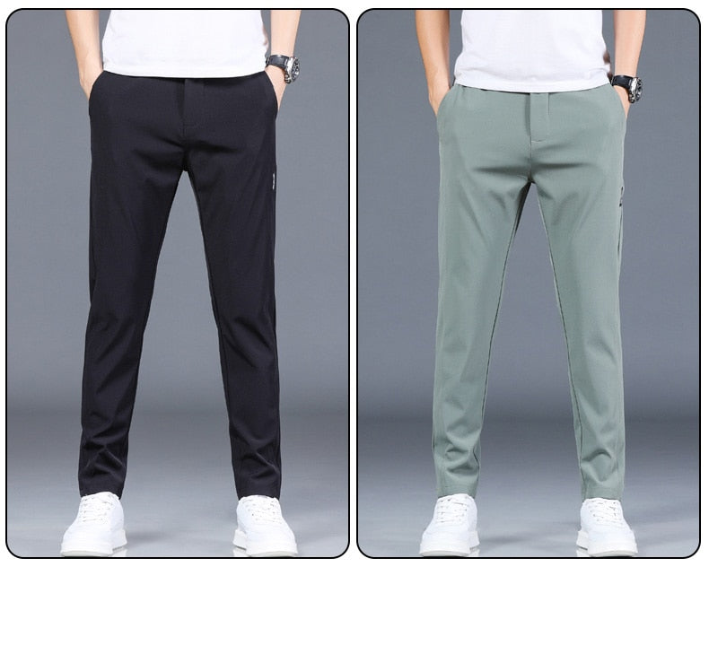 Men Pants Slim Fit Work Elastic Waist Jogger Pant Outdoor Long Trousers