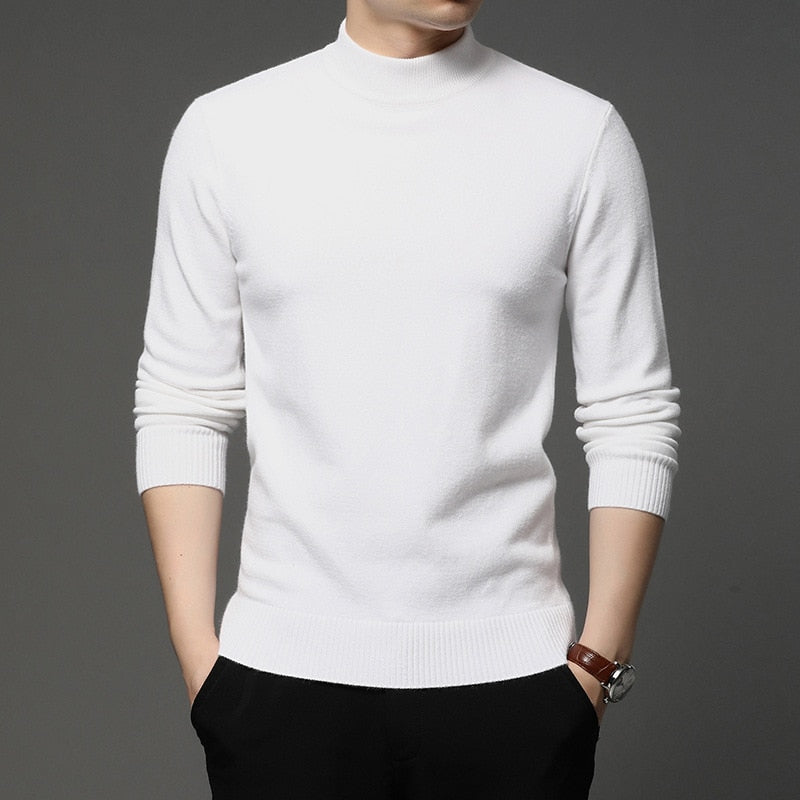 Men Turtleneck Pullover Sweater Fashion Thick and Warm Bottoming Shirt