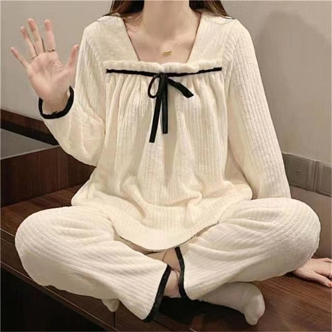 Coral Fleece Pajamas Sets Women Thick Warm Sleepwear Flannel Lounge