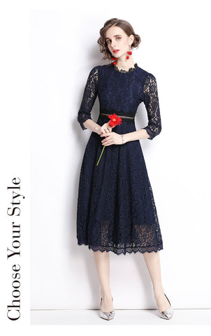 New lace embroidery dress a-line skirt