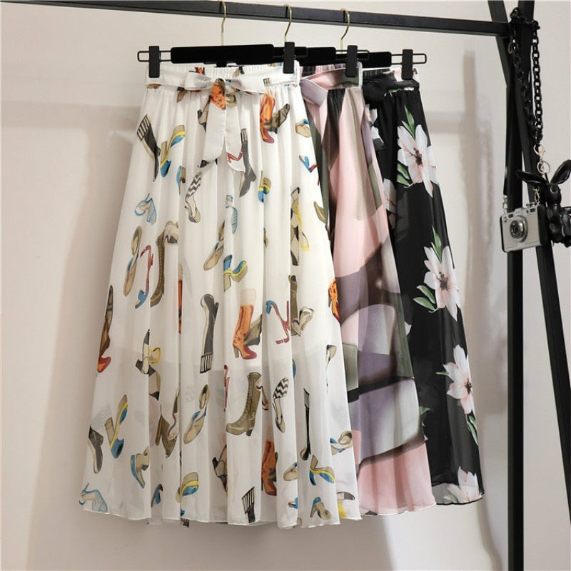 Floral Long Skirt Long High Waist Beach Skirt Womens Clothing