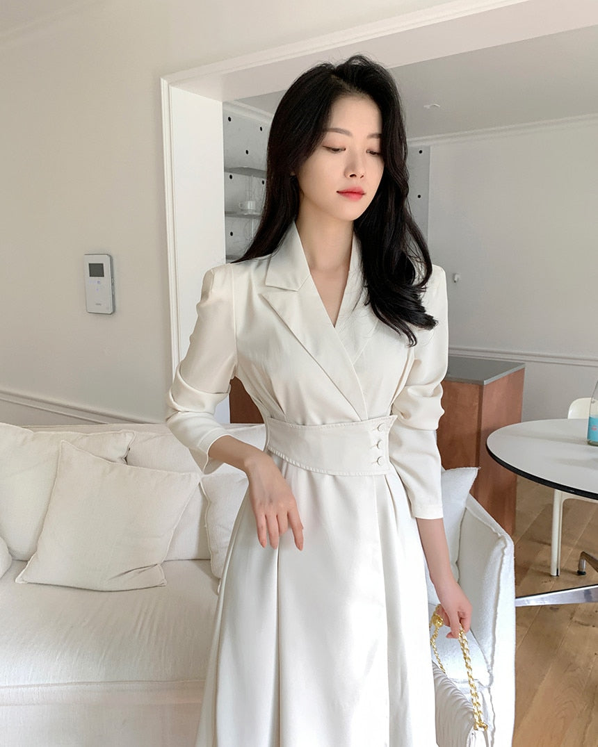 Temperament Women Dress Long Sleeve Suit Dress Sheath Bodycon Dress