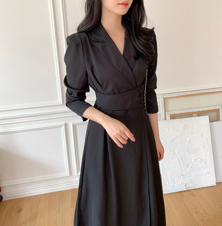 Temperament Women Dress Long Sleeve Suit Dress Sheath Bodycon Dress