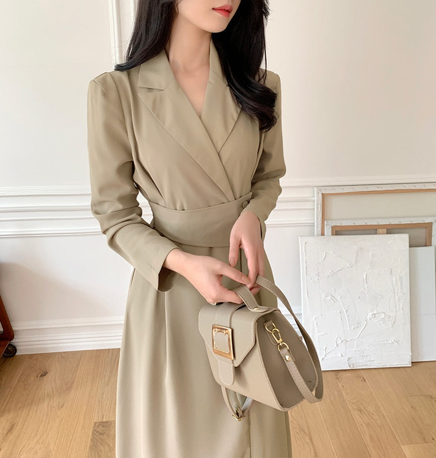 Temperament Women Dress Long Sleeve Suit Dress Sheath Bodycon Dress