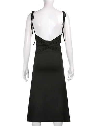 Sexy Black Dress Irregular Elegant Backless Long Dress Women