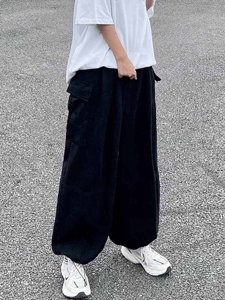 Pants Women Pockets Hip Hop Wide Leg Trousers