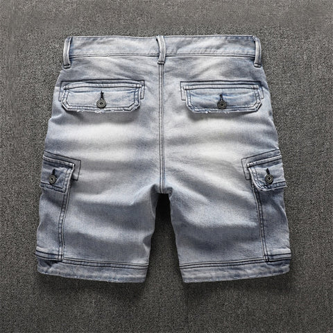 Men Shorts Multi Pockets Straight Mid Waist Men Cargo Shorts