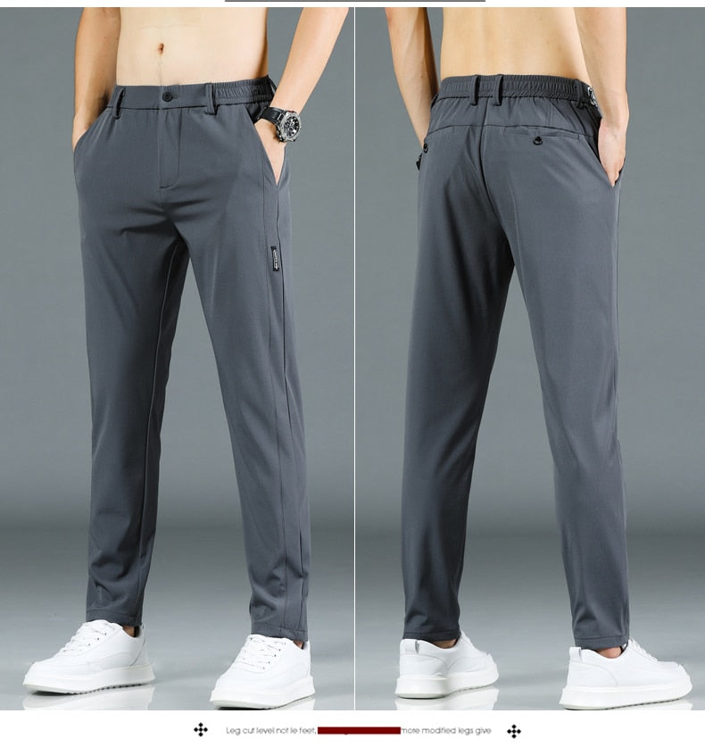 Men Pants Slim Fit Work Elastic Waist Jogger Pant Outdoor Long Trousers