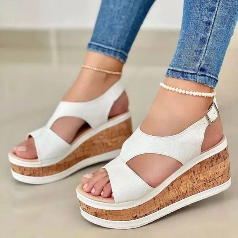 Women Wedge Sandals Buckle Platform Sandals High Heels Leisure Non-slip