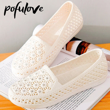 Flats Shoes Women Hollow Out Slip on Loafers Sandals Shallow Beach Breathable
