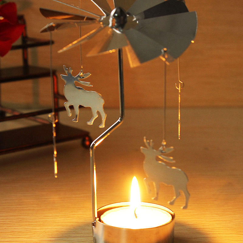Rotating Rotary Spinning Carrousel Tea Light Candle Holder Center