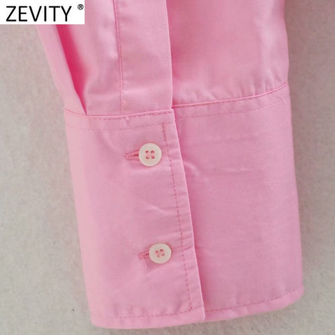 Simply Candy COlor Single Breasted Poplin Shirts Office Lady Long Sleeve Blouse