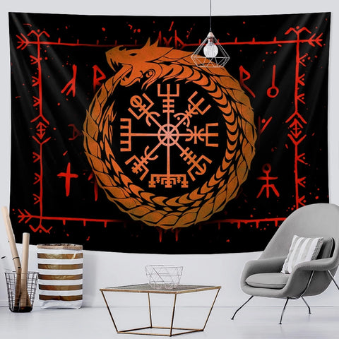 Viking mystical symbol tapestry psychedelic scene wall hanging