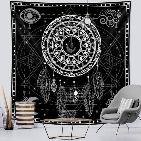 Viking mystical symbol tapestry psychedelic scene wall hanging