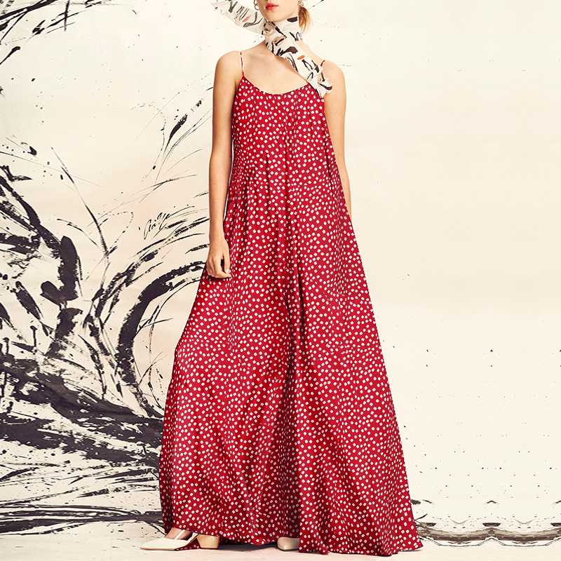 Suspender Long Maxi Dresses Sundress Loose Print