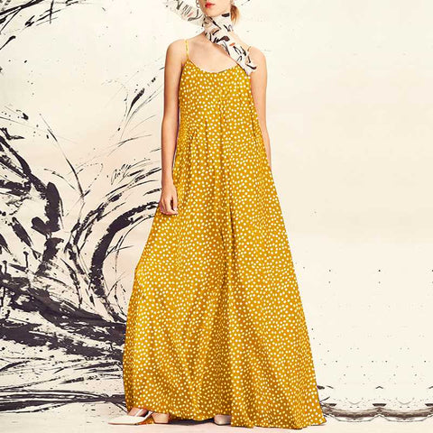 Suspender Long Maxi Dresses Sundress Loose Print