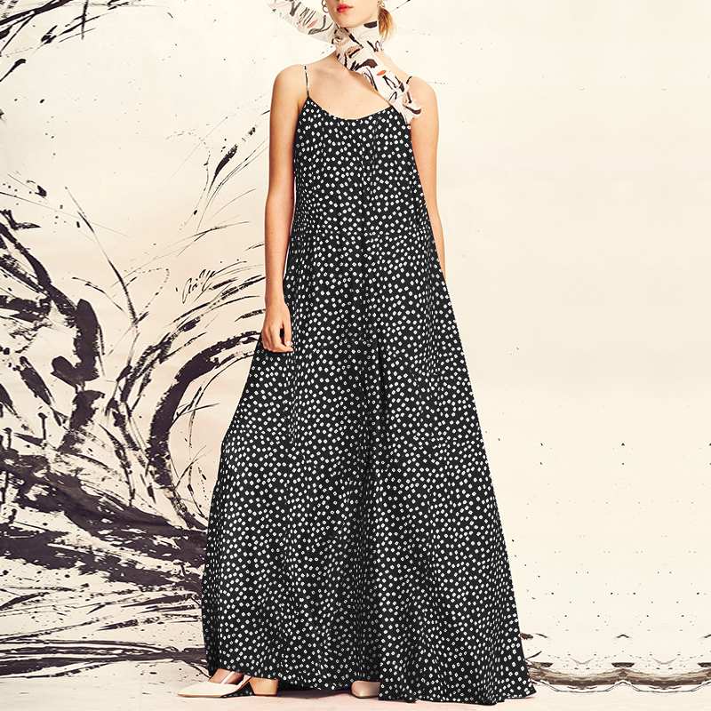 Suspender Long Maxi Dresses Sundress Loose Print