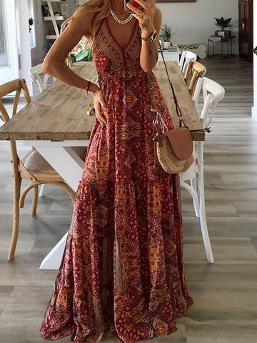 Maxi Dress Backless Sexy Spaghetti Strap Lady Long Dress