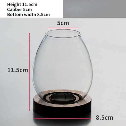 Transparent Glass Candle Holder Oil Lamp Shape Windproof Candle Cover