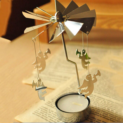 Rotating Rotary Spinning Carrousel Tea Light Candle Holder Center