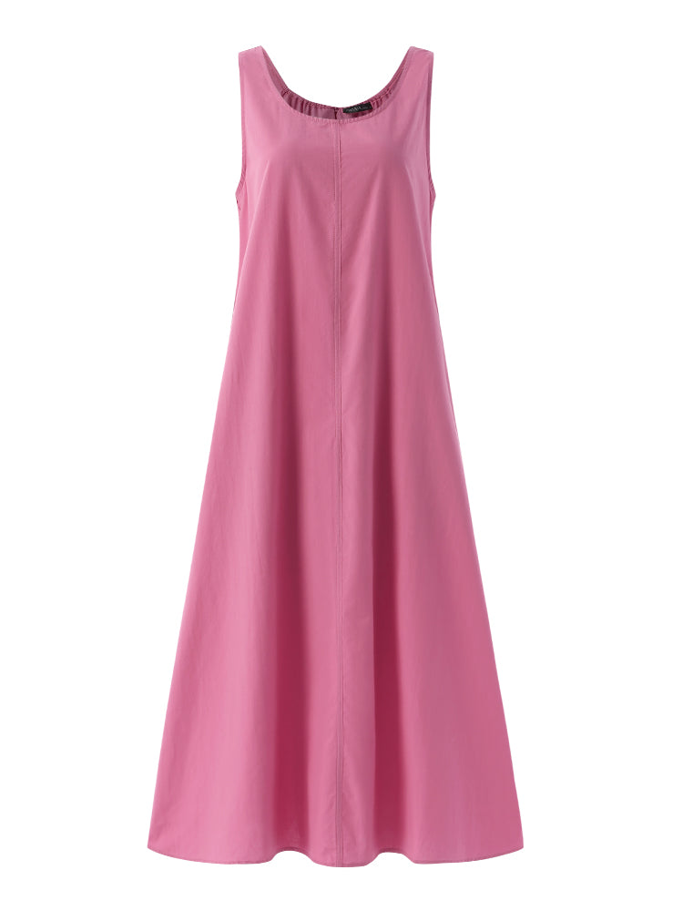 Mid-calf Dress Sleeveless Casual Party Solid A-line Sundress