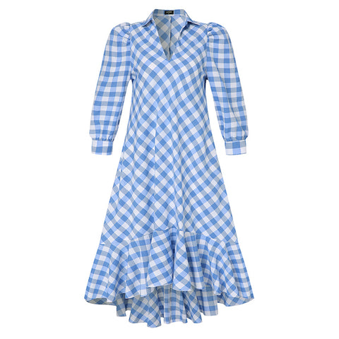 Vintage Puff Sleeve Ruffled Party Dresses Casual Pleated