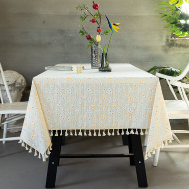 Pastoral Wind Tablecloth Small Daisy Cotton Tablecloth
