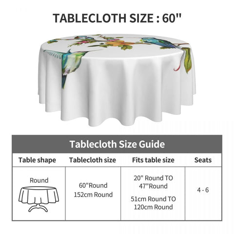 Round Tablecloth Humming Bird Table Cover